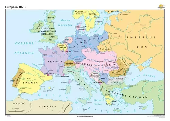 Harta istorice de perete-Europa in 1878