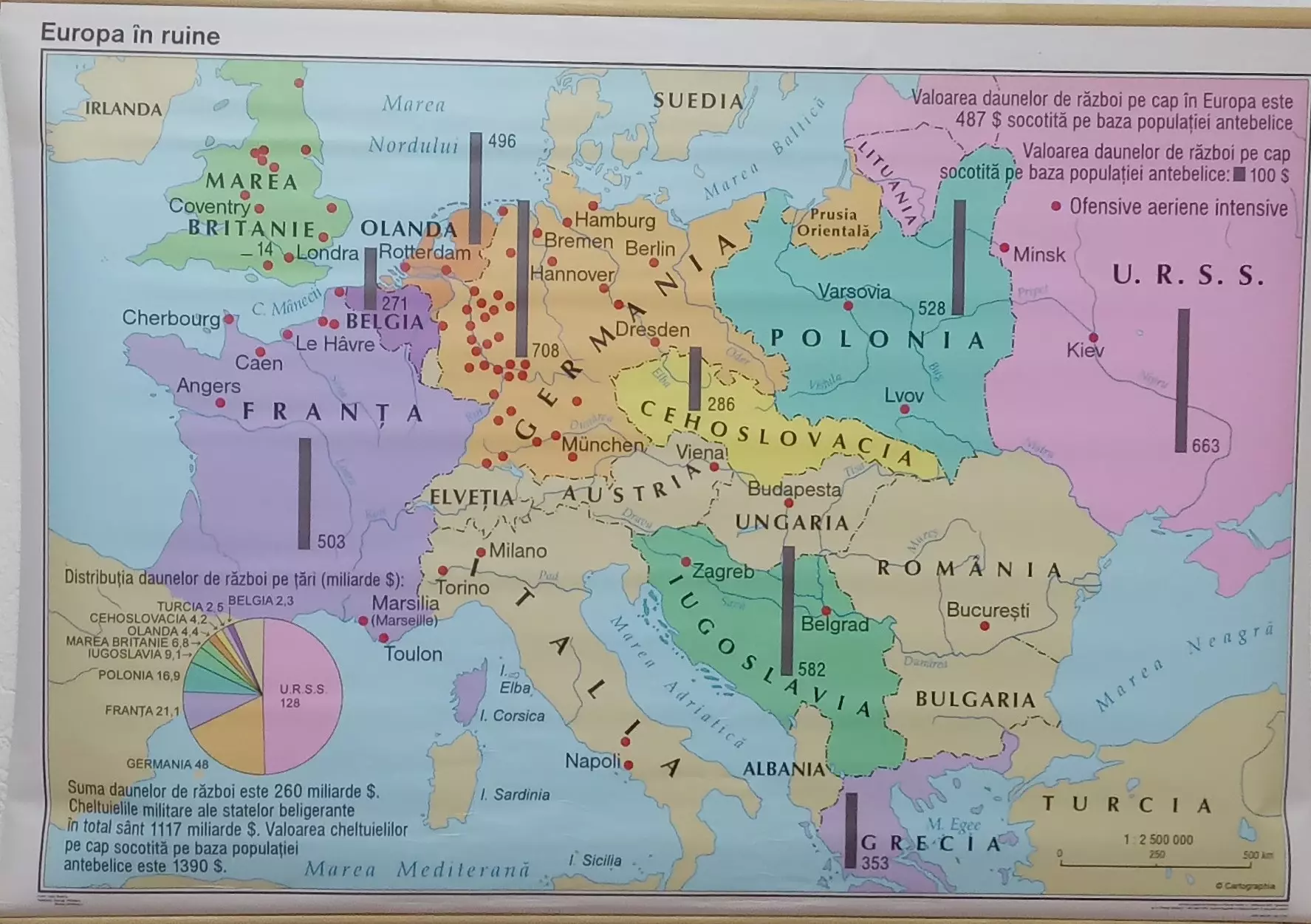 Harta istorice de perete-Europa in ruine