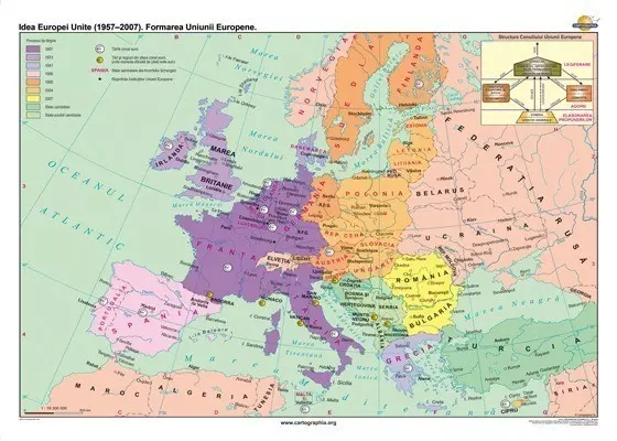 Harta istorice de perete-Formarea Uniunii Europene 