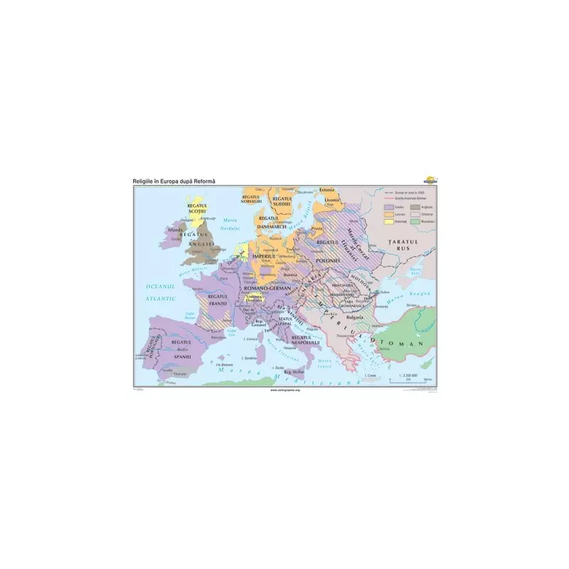 Harta istorice de perete-Religiile in Europa dupa reforma