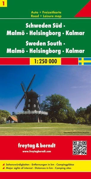 Suedia harta regiunii (1) Malmö - Helsingborg - Kalmar harta (Freytag)