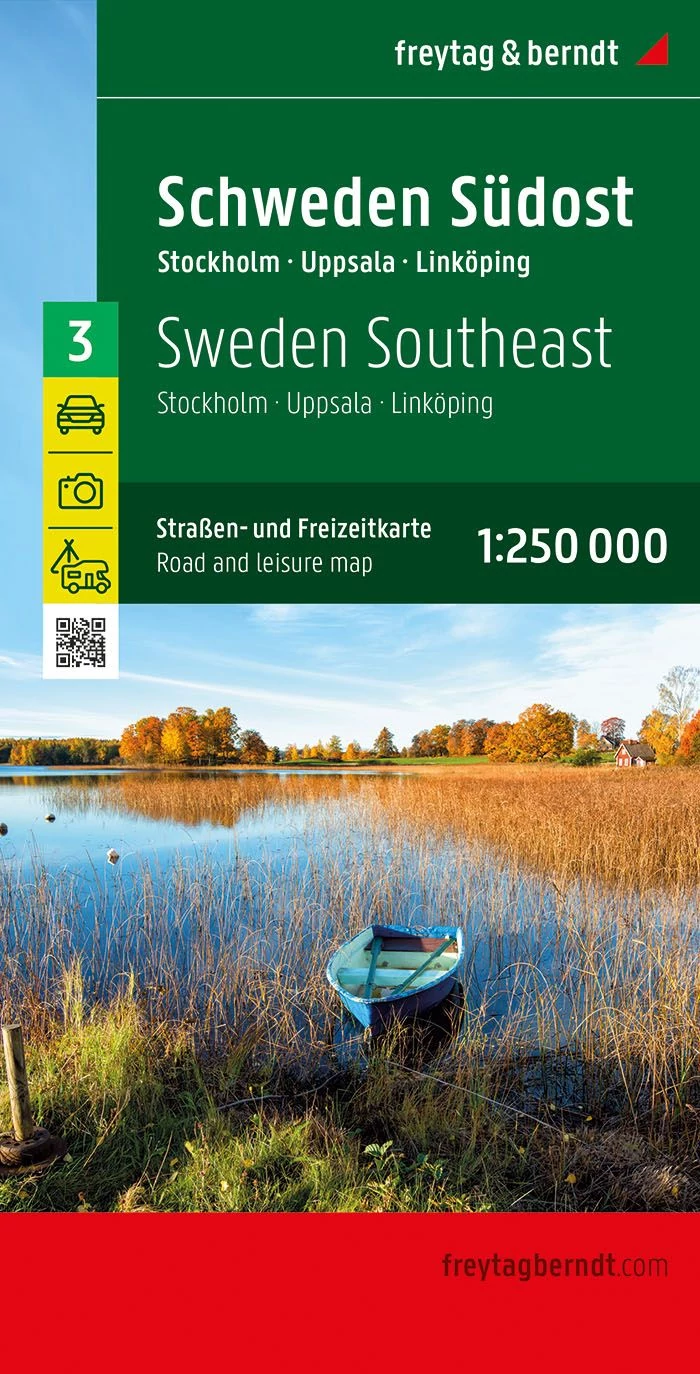 Suedia harta regiunii (3) Stockholm - Uppsala - Linköping harta - Freytag