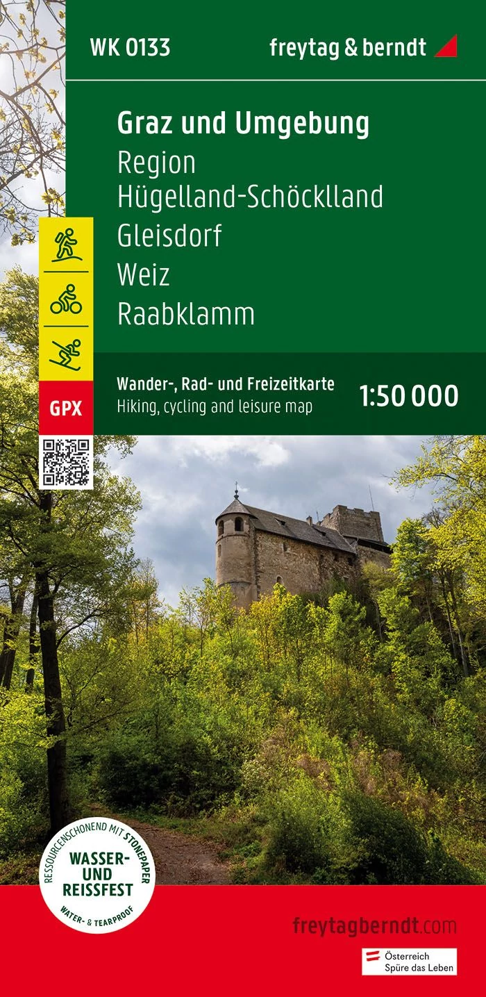 WK133 Regiunea Graz - Hügelland - Schöcklland - Gleisdorf - Weiz - Raabklamm harta turistică - Freytag